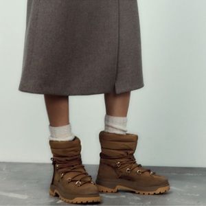 NWT Camel Brown Quilted Ankle Puffer Boots, US 7 1/2